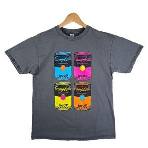 Andy Warhol Campbell’s Soup Can Pop Art T-Shirt Large Neon Art Vintage Style